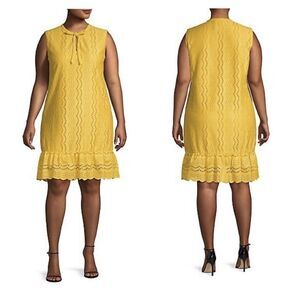 NWT Molly Bracken Yellow Eyelet Shift Dress